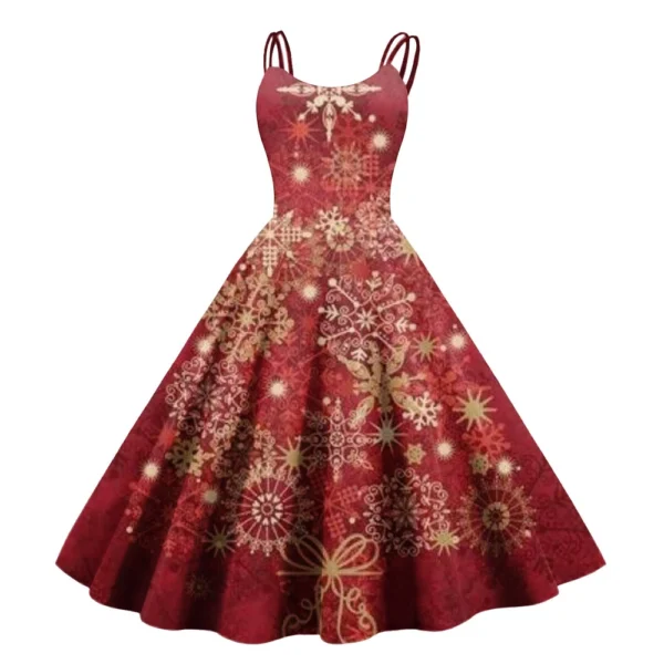 Women's Strapless Punk Sexy Gothic Cocktail Fashion Printed Dress Christmas - Image 3