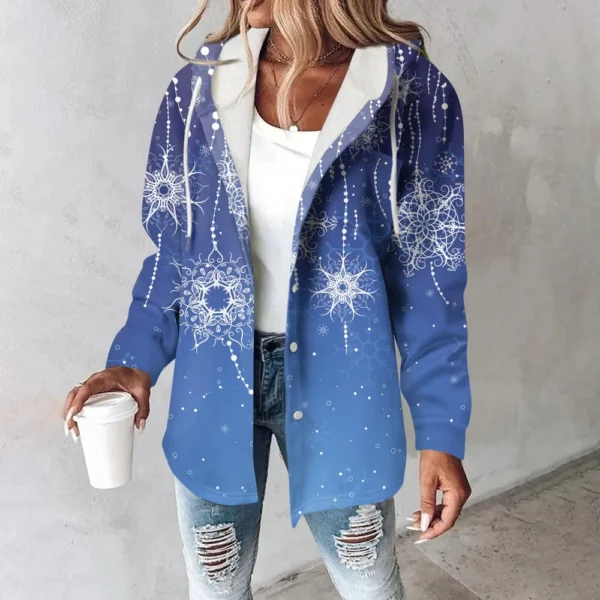 Women's Coat Casual And Fashionable Composite Thick And Warm Printed Hooded - Image 16