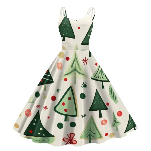 Women's Christmas Printed Punk Fashion Sexy Strapless Dress Gothic Cocktail - Image 2
