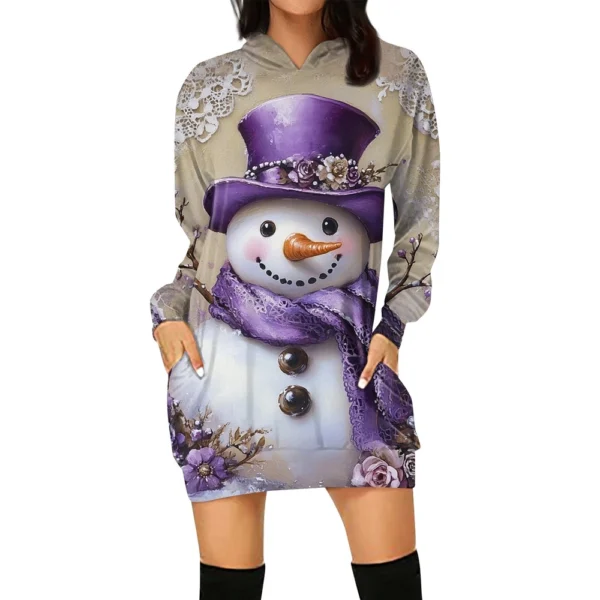 Ladies' Loose Casual Pocket Long Sleeved Hoodie Christmas Printed Sweatshirt - Image 41