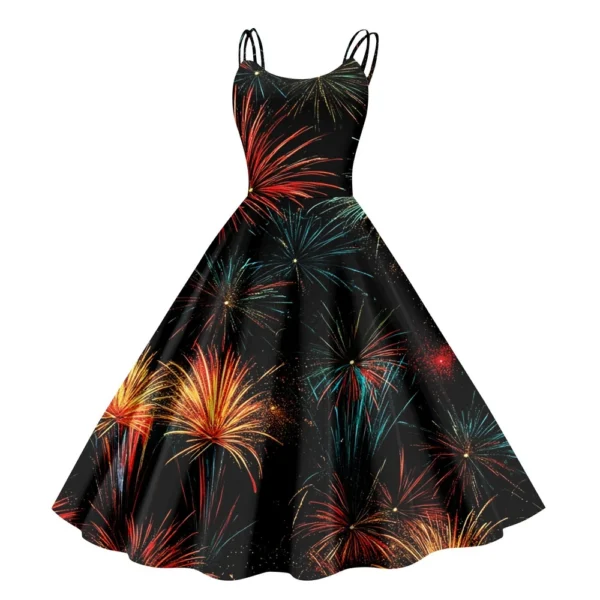 Women's Christmas Snowflake Print Sexy Slim Off Shoulder Punk Retro Dress - Image 8