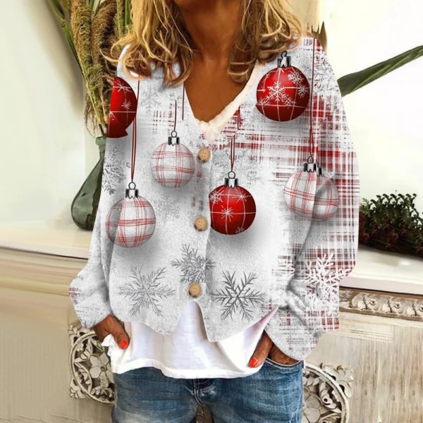 Women's Fashion Short Coat Casual Long Sleeve Printed Single Breasted Plush Top - Image 32