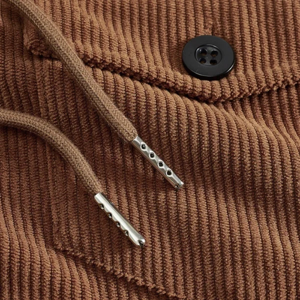 Men's Solid Color Corduroy Lapel Jacket Men's Retro Multi-Pocket Work Jacket - Image 8