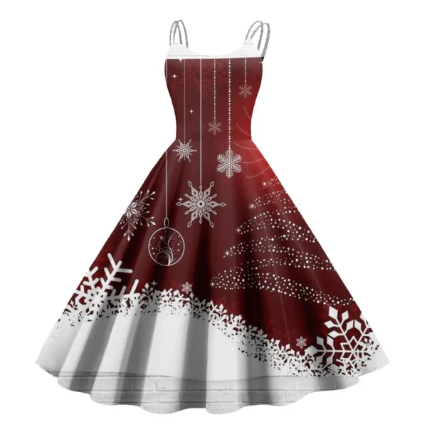 Women's Strapless Punk Sexy Gothic Cocktail Fashion Printed Dress Christmas - Image 28