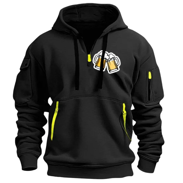 Men's Printed Sweatshirt Hoodie Zipper Arm Pocket Cardigan Men's Sports Large - Image 6