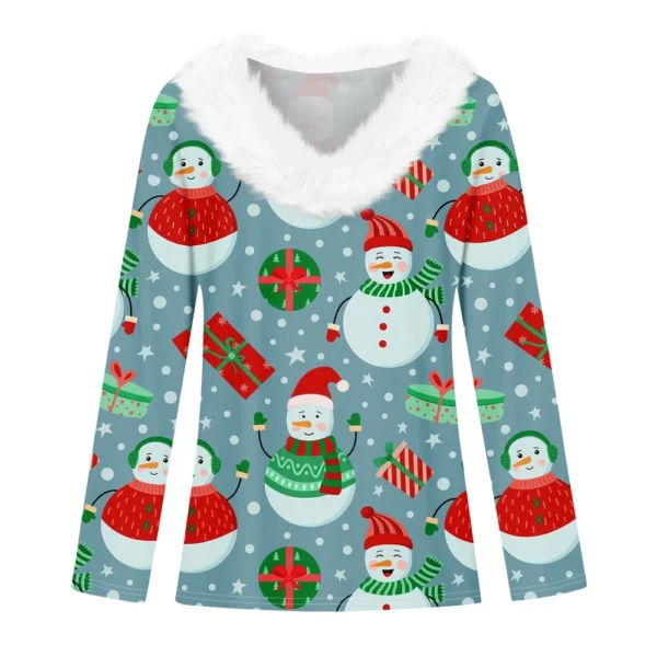 Long Sleeve Shirts For Women Cute Tops Christmas Prints Tees  Blouses Casual - Image 11