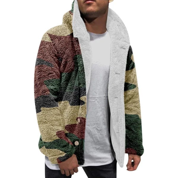 Men'S Winter Zipper Hooded Fleece Sweatshirt With Patch Pocket Casual Jacket - Image 5