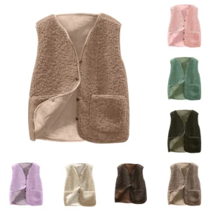 Women's Fashion Casual Loose Lamb Wool Female Short   Winter  Vest