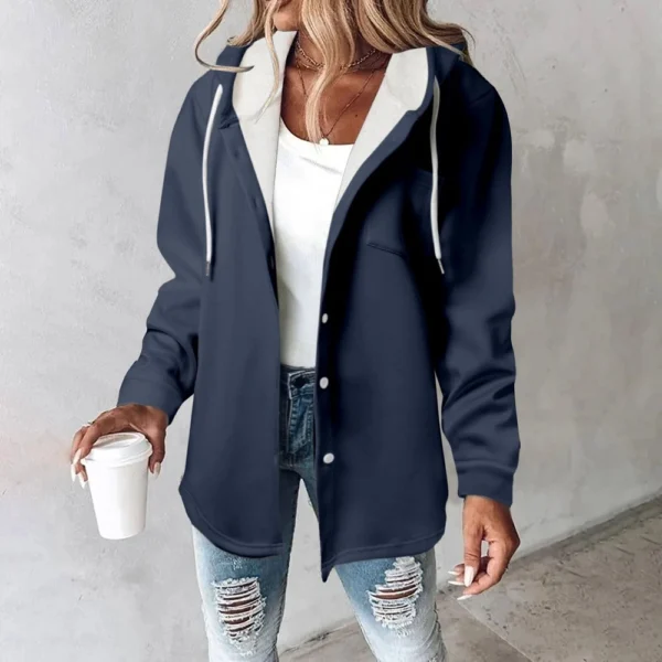 Fleece Hoodies For Women Warm Print Sweatshirt Button Lined Drawstring Hooded - Image 40