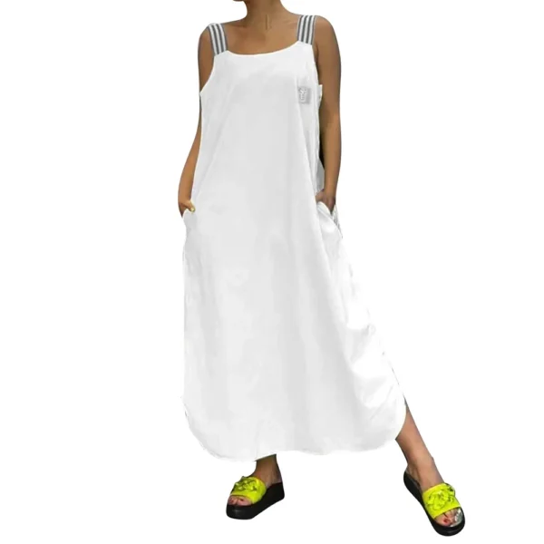 Women's Dresses Intercolor Striped Back Sleeveless Pockets Loose Casual Dresses - Image 5