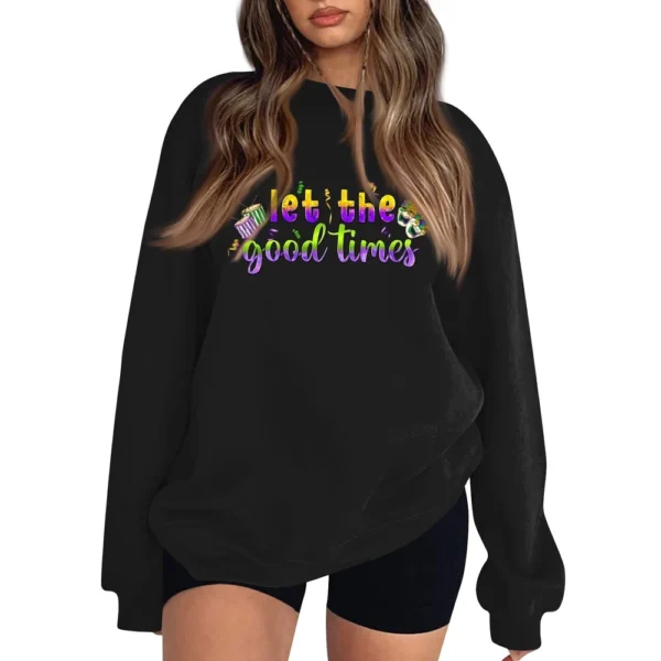 Women's Casual Fashion Carnival Print Long Sleeve O-Neck Sweatshirts Pullover - Image 13