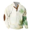 Knit Printed 3 Button - Corduroy Men's Standing Collar Pocket Sweatshirt - Image 2