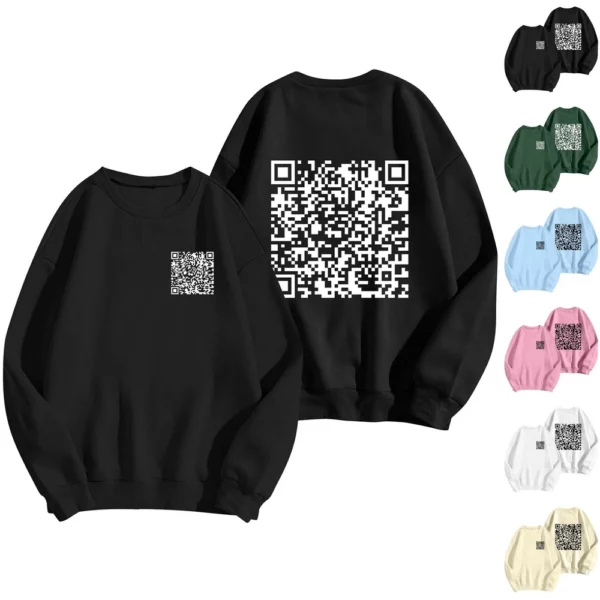 Men's Women's Casual Fashion The Same Hoodie Two-dimensional Code Print Hoodie