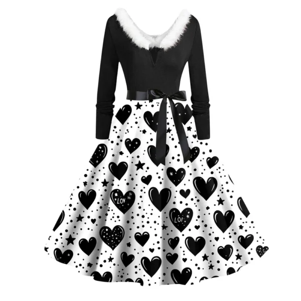 Women's Fashion Round Neck Casual Slim  Printed Long Sleeve Dresses - Image 9