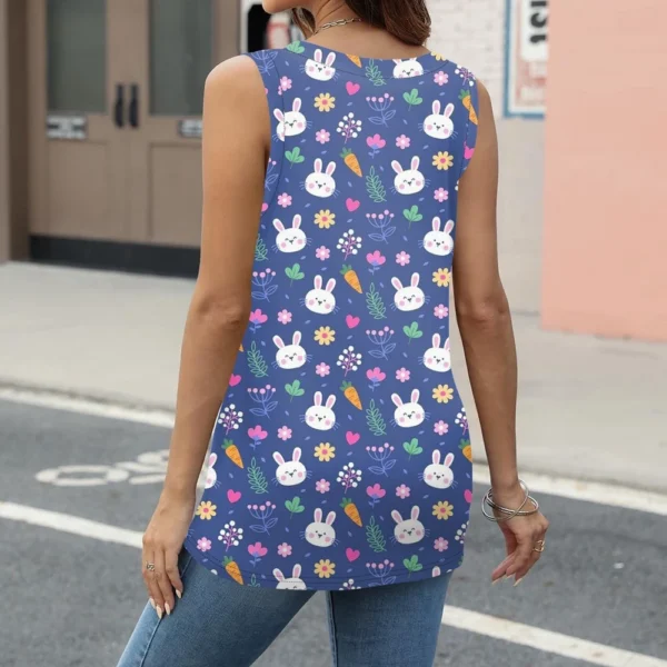 Women's Sleeveless Easter Print Vest Blouse - Image 12