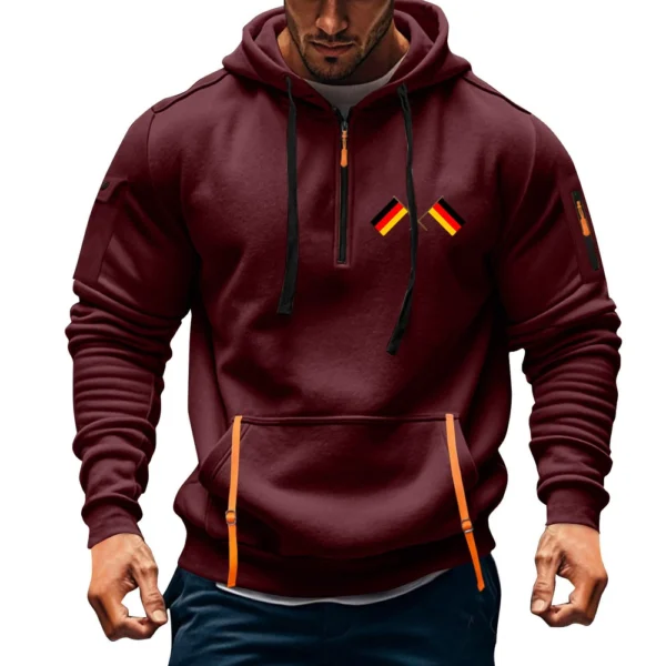 Men's Printed Sweatshirt Hoodie Zipper Arm Pocket Cardigan Men's Sports Large - Image 31