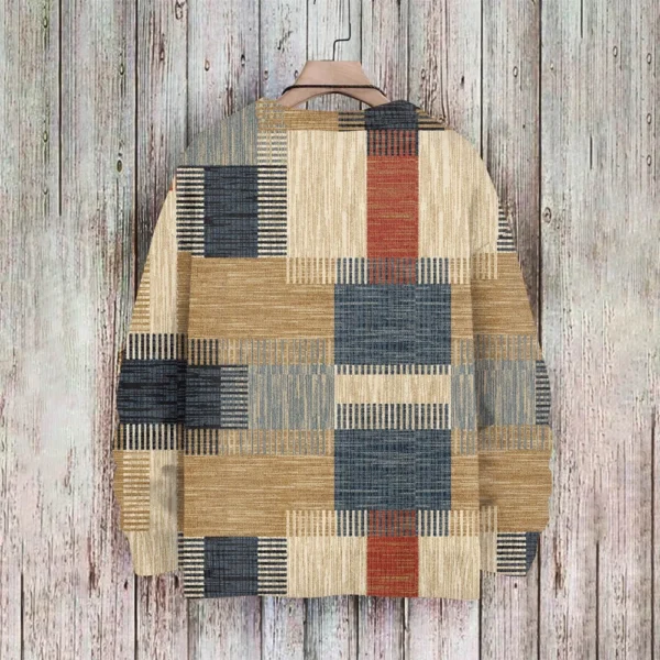 Men'S Printed Synthetic Sweater Round Neck Sportswear Loose Long Sleeved Top - Image 10