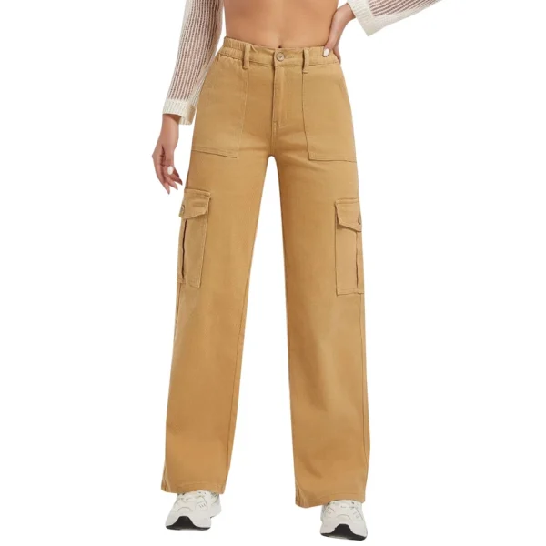 Blue Flower Pocket Plus Size Wide Leg Pants For Women Jeans - Image 19