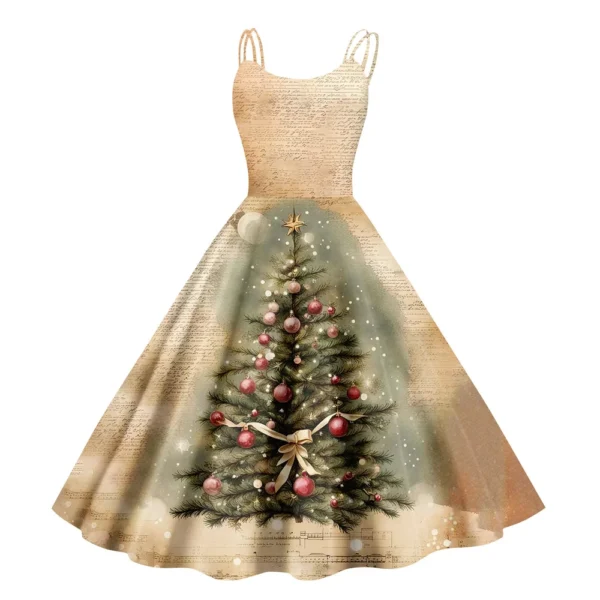 Women's Gothic Cocktail Strapless Christmas Printed Punk Sexy Dress Fashion - Image 11