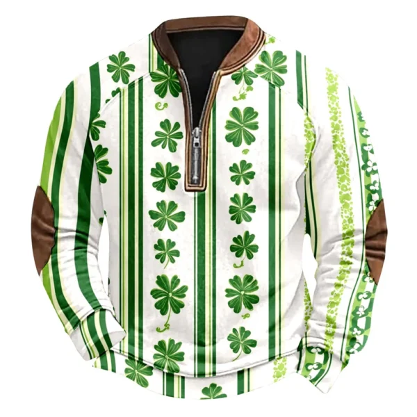 Men's St. Patrick's Day Vintage Casual Zip Sweatshirt Outdoor Casual Top - Image 17