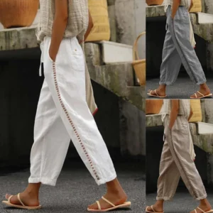 Casual hollow splicing pants women's clothing