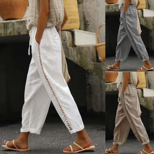 Casual hollow splicing pants women's clothing