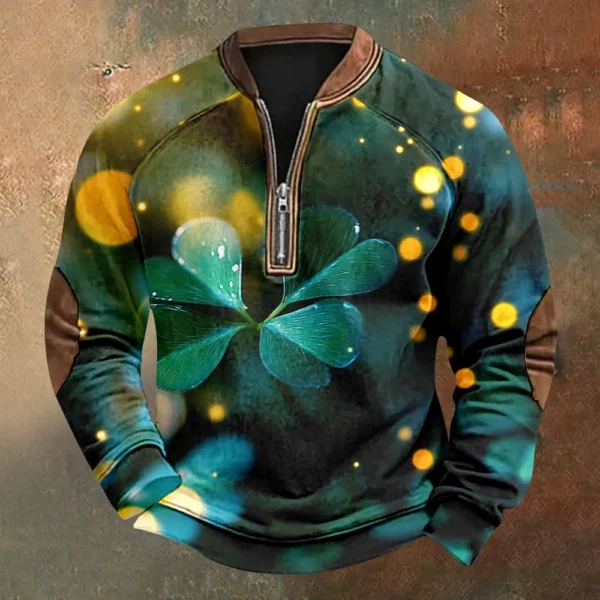 Men's St. Patrick's Day Vintage Casual Zip Sweatshirt Outdoor Casual Top - Image 16