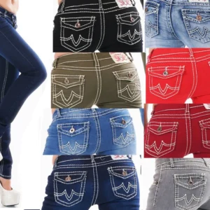 Jeans Damen Skinny Jeans Flap Pocket dicke Nähte Jeanshose Milax-Fashion