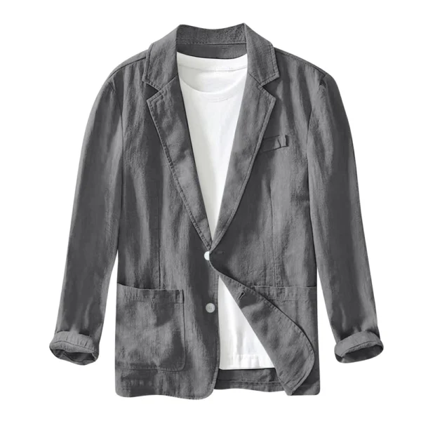 Men's Casual Fashion Jacket Solid Color Long Sleeve Jacket With Pockets - Image 6