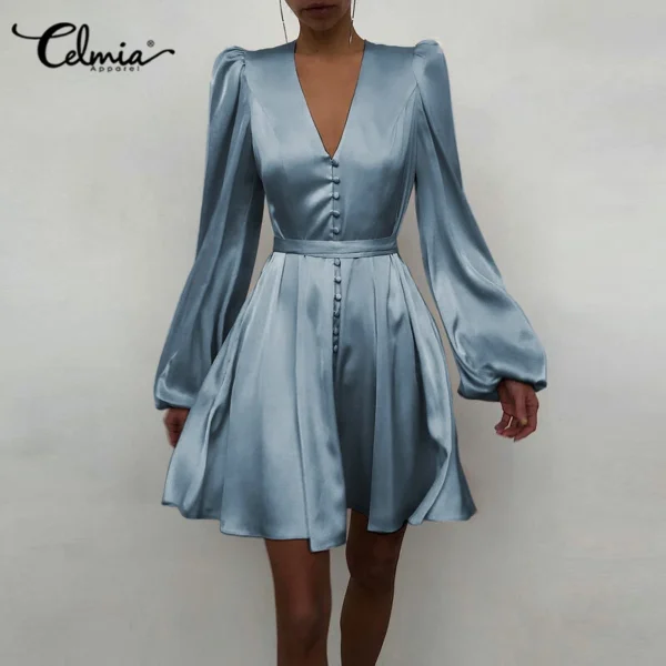 Women's cuff V-neck shirt dress - Image 17