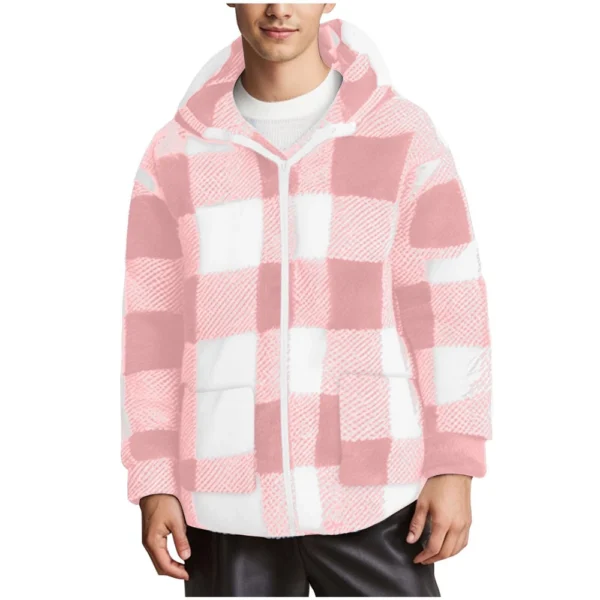 Fall Winter Ethos Plaid Casual Long-sleeved Hooded Cardigan Zipper Coat - Image 29