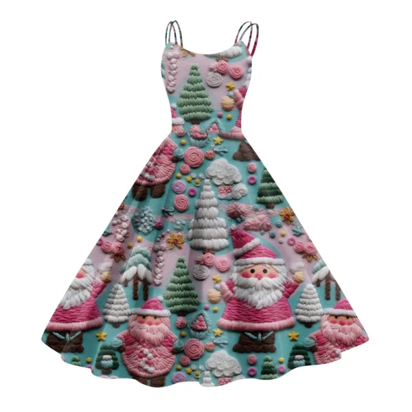 Women's Fashion Christmas Printed Sexy Strapless Gothic Cocktail Dress Punk, - Image 3