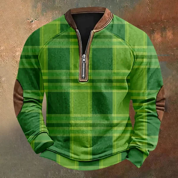 Men's St. Patrick's Day Vintage Casual Zip Sweatshirt Outdoor Casual Top - Image 19