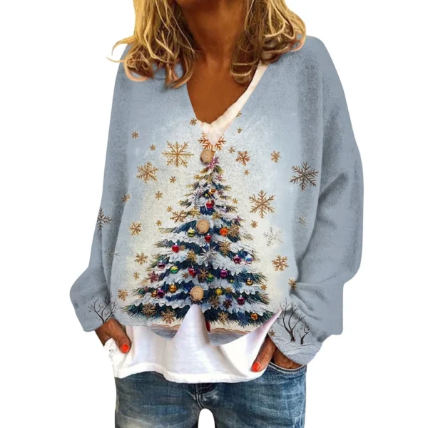 Women's Fashion Short Coat Casual Long Sleeve Printed Single Breasted Plush Top - Image 4