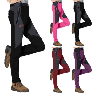 Womens Waterproof Breathable Rain Pants Plush Windbreak Ladies Trousers