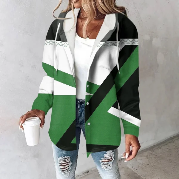 Women's Coat Casual And Fashionable Composite Thick And Warm Printed Hooded - Image 13