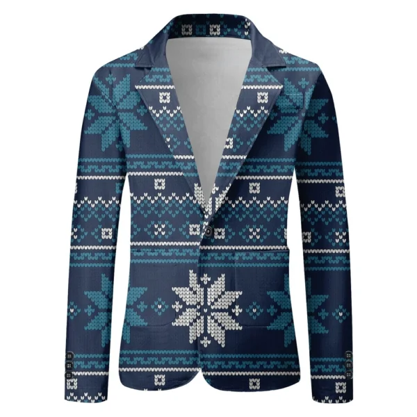 Unisex Winter Christmas Prints Suit Jackets Unisex Casual Fashion Button Jackets - Image 3