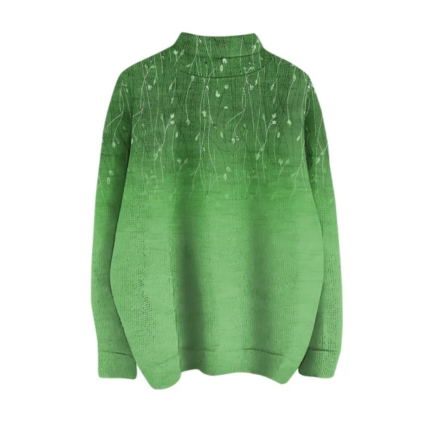 Women's Crew-neck Casual Long-sleeved Striped Printed Turtleneck Knitted Top - Image 7