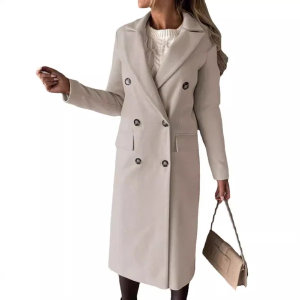 Women's long-sleeved lapel solid color slim-fit coat coat - Image 4