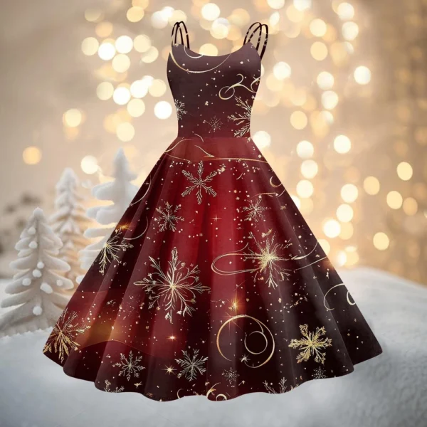 Women's Fashion Christmas Printed Sexy Strapless Gothic Cocktail Dress Punk, - Image 37