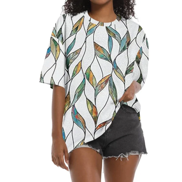 Shirt For Women's Fashion Casual Falling Shoulder Sleeves Round Neck Short - Image 34