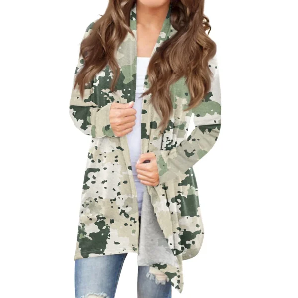 Women's Fashion Casual Christmas Print Medium Length Cardigan Jacket Coat - Image 23
