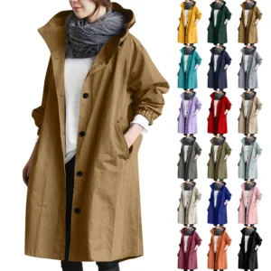 Jacket For Women Casual Plus Size Coat Solid Color Mid Length Windbreaker