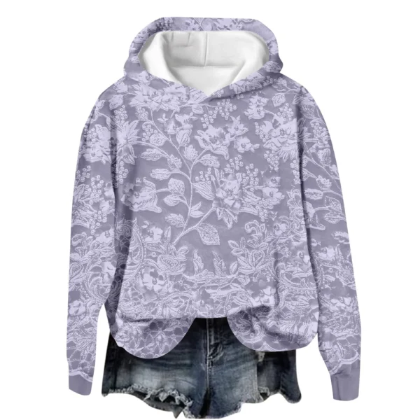 Women's Tops Sweatshirt Print Round Neck Hooded Casual - Image 20
