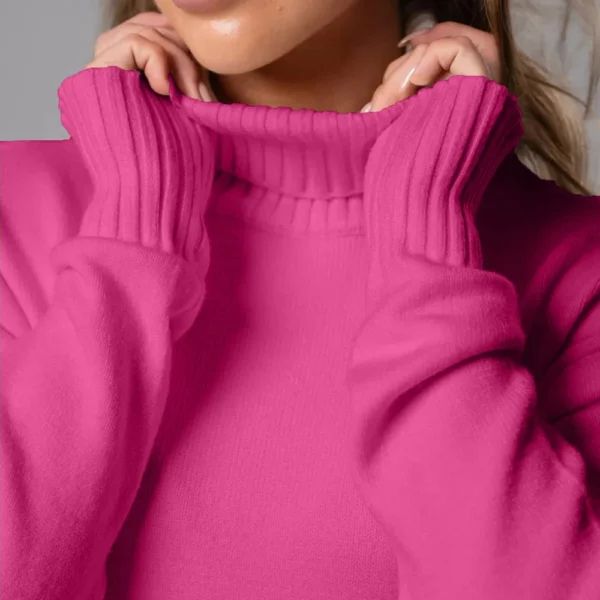 Women's Fall And Winter High Neck Loose Inner Solid Colour Thin Sweater Dress - Image 10