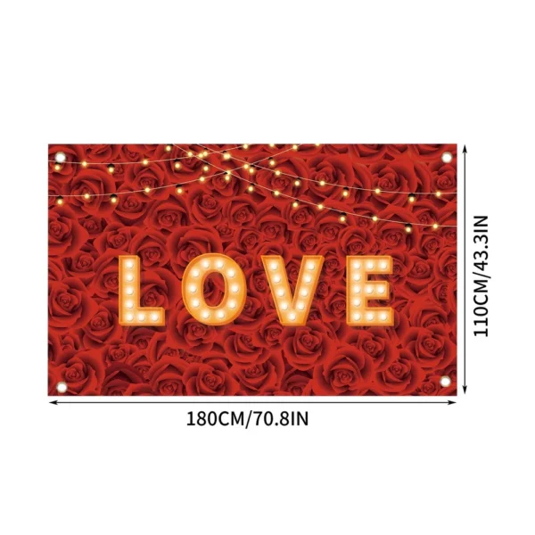 180*110cm Valentine's Day Background Cloth Rose Theme Atmosphere Decoration - Image 3