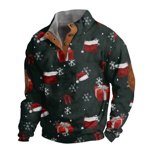 Men's Buttoned Sweatshirt With European And American Autumn/winter Printed Long - Image 7