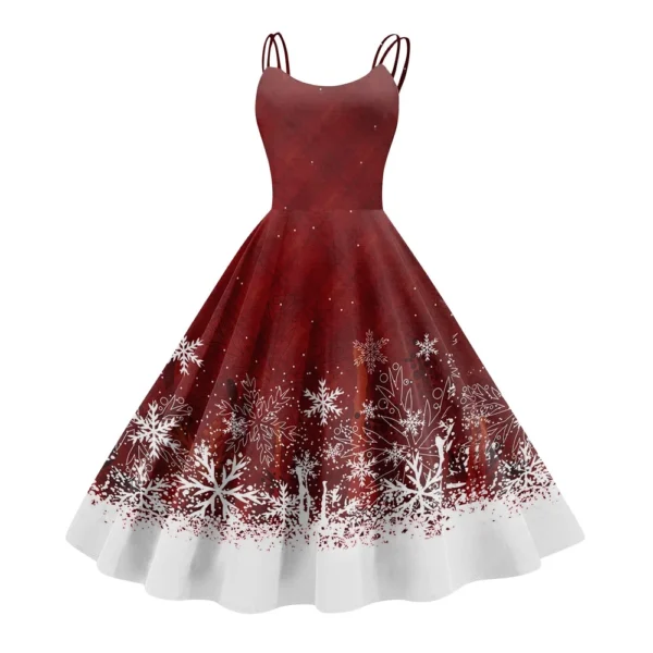 Women's Fashion Sexy Strapless Gothic Cocktail Christmas Graphic Printed - Image 17