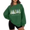 Women's Casual Fashion Long Sleeve Christmas Print Round Neck Sweatshirt Top - Image 25