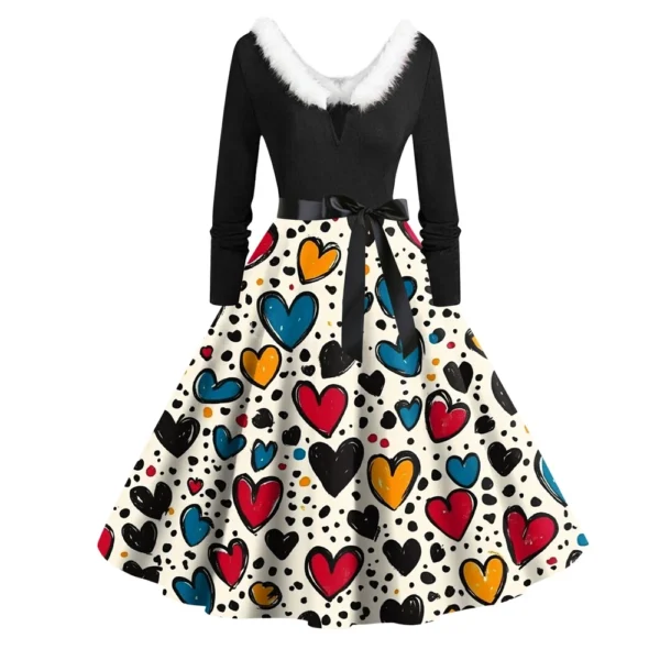 Women's Fashion Round Neck Casual Slim  Printed Long Sleeve Dresses - Image 17